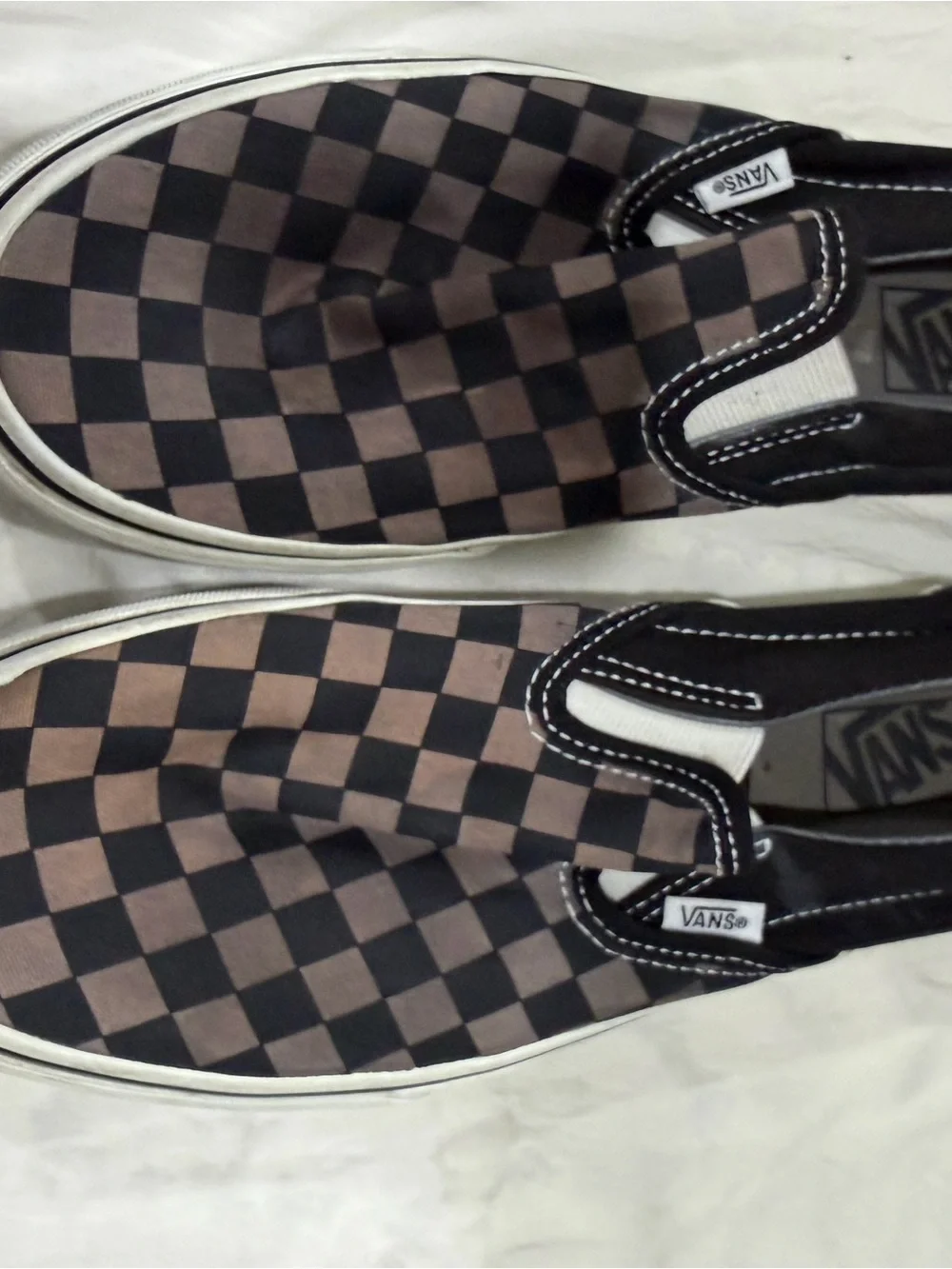 Vans Slip-On Checkerboard Loafers in Black and Brown